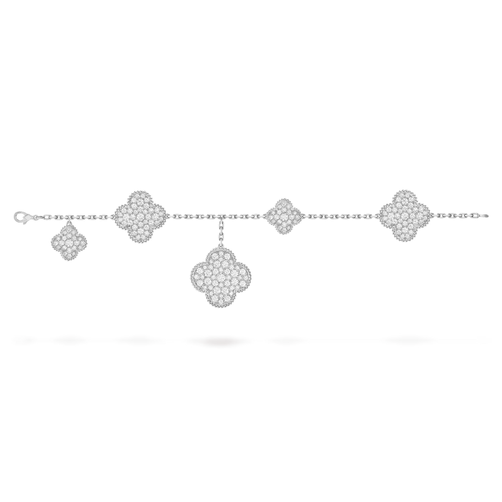 [Camiery] VA CLOVER 6 MOTIFS WHITE GOLD DIAMOND BRACELET