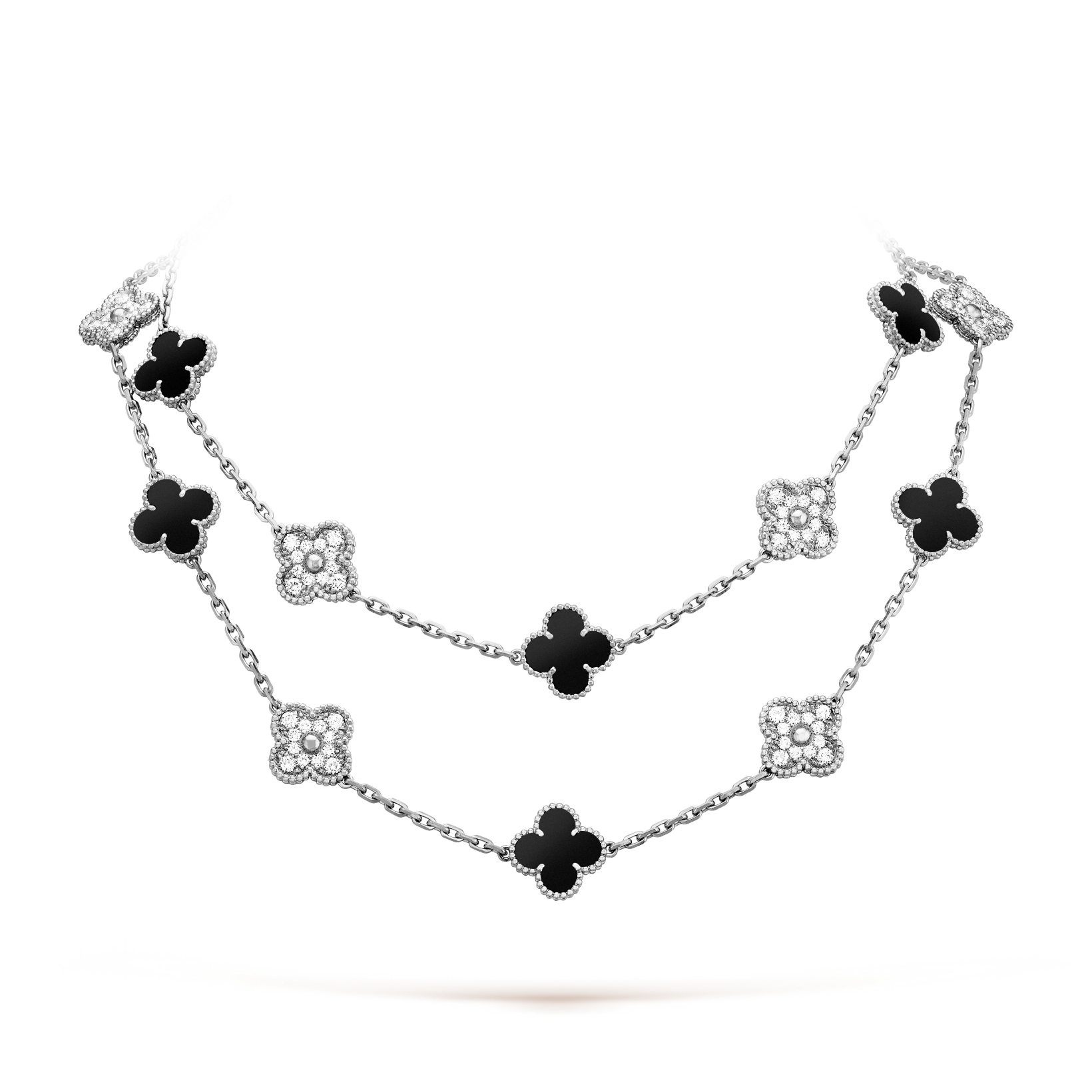 [Camiery]CLOVER 20 MOTIFS ONYX DIAMOND SILVER