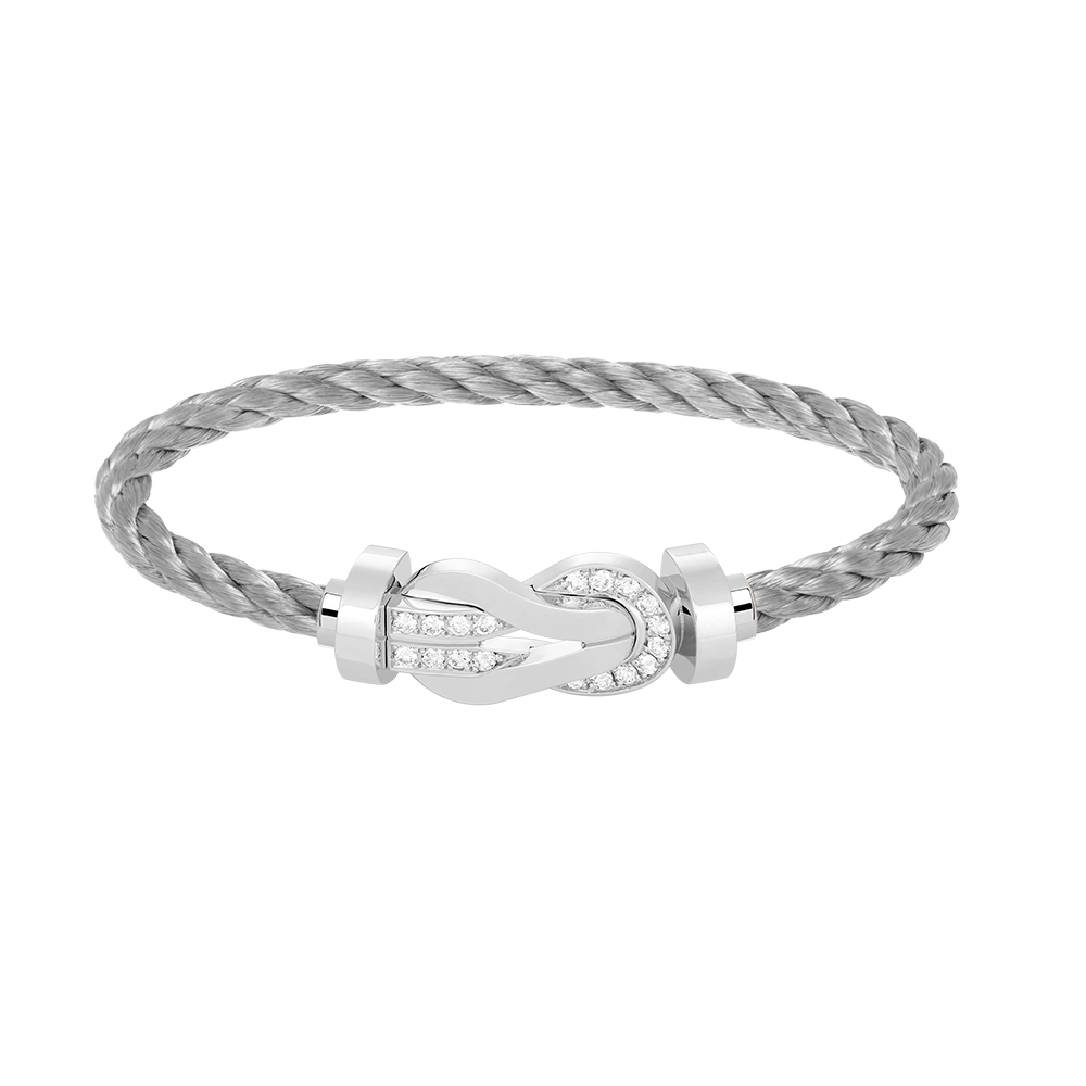 [Camiery]CHANCE LARGE 8 FIGURE BUCKLE HALF DIAMOND BRACELET SILVER