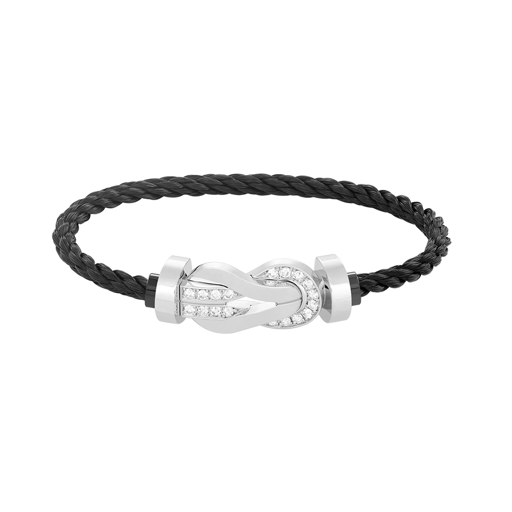 [Camiery]CHANCE LARGE 8 FIGURE BUCKLE HALF DIAMOND BRACELET SILVER