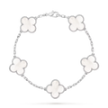 [Camiery] VA CLOVER 5 MOTIFS WHITE MOP WHITE GOLD BRACELET