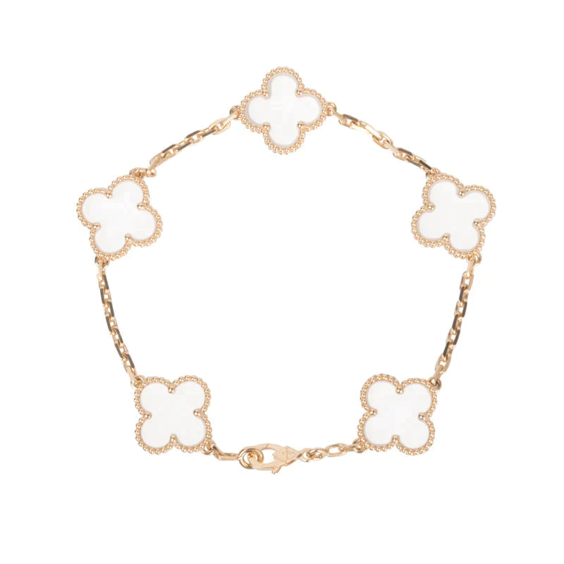 [Camiery]CLOVER 5 MOTIF ROCK CRYSTAL BRACELET