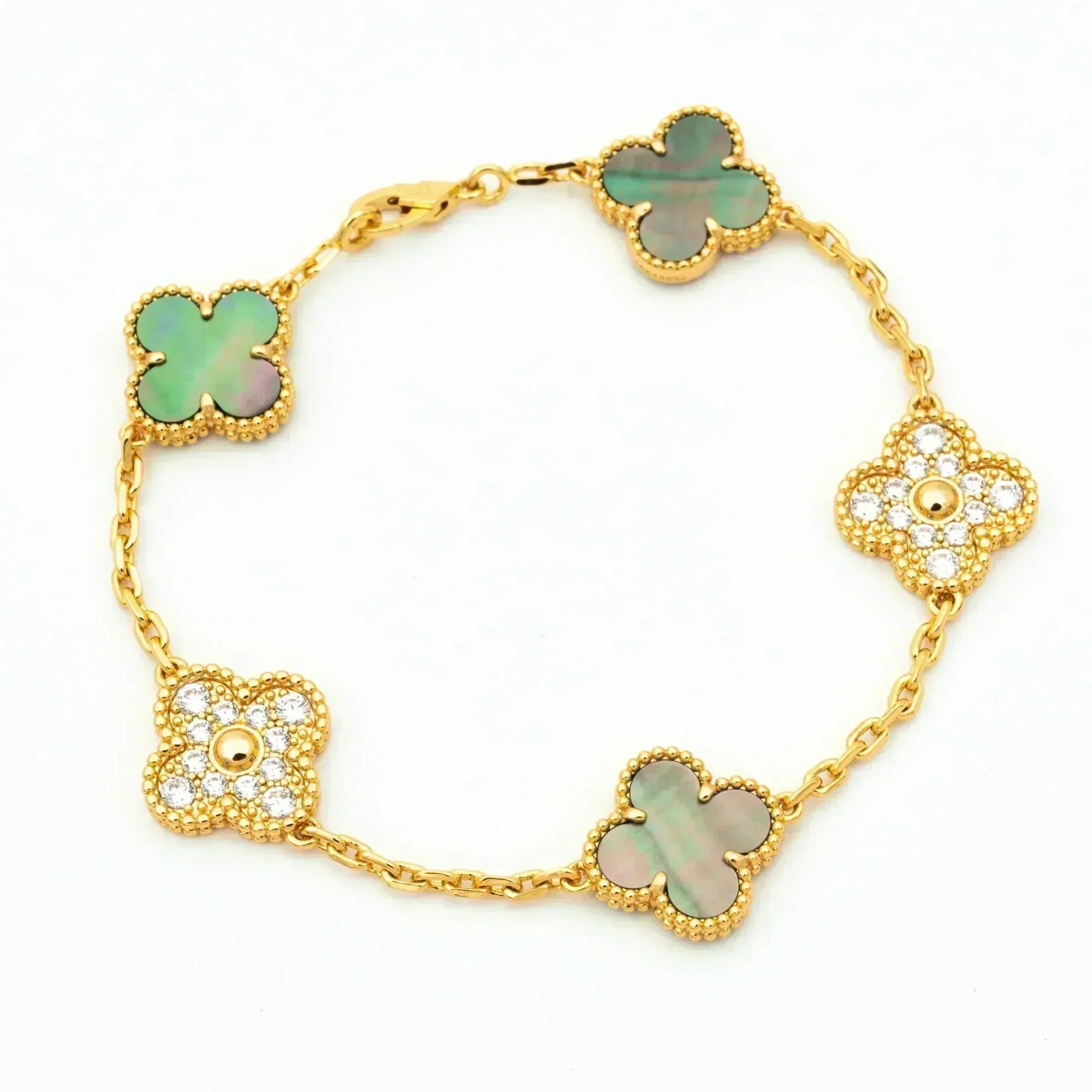 [Camiery] CLOVER 5 MOTIF GRAY MOP BRACELET COLLECTION