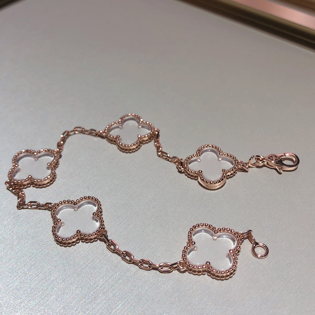 [Camiery]CLOVER 5 MOTIF ROCK CRYSTAL BRACELET