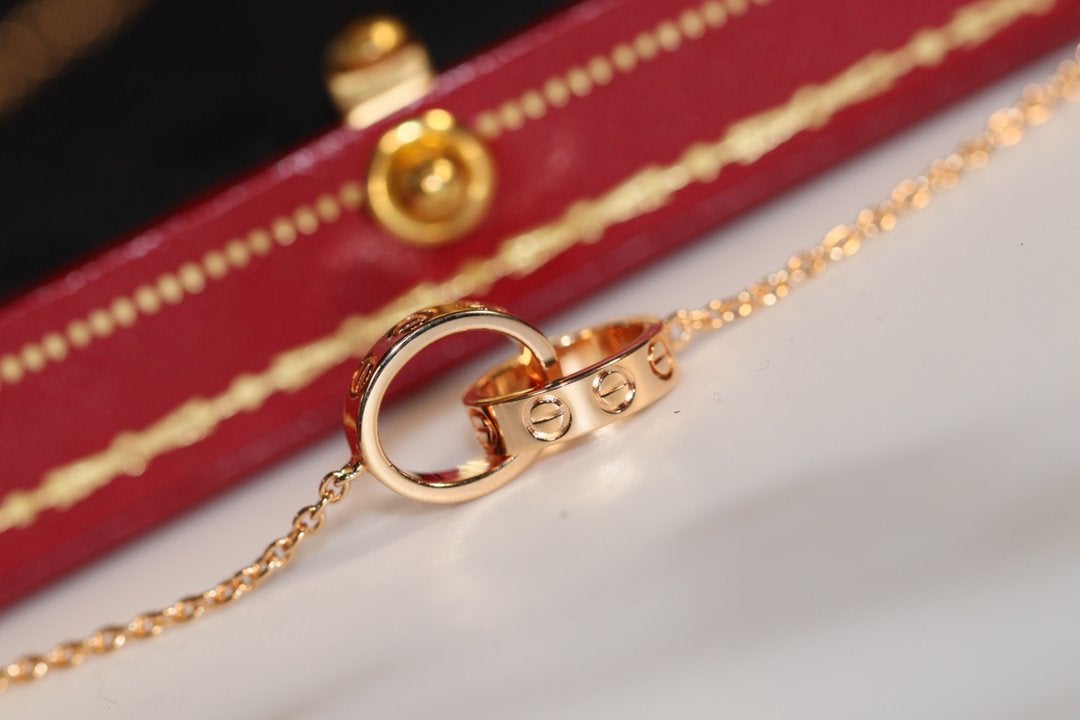 [CLOVER JEWELRY]LOVE NECKLACE PINK GOLD AND SILVER
