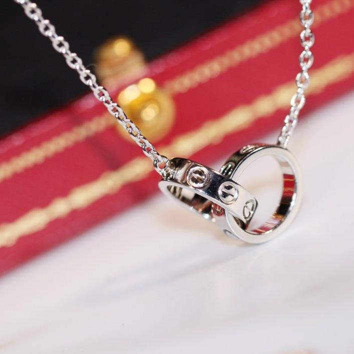 [CLOVER JEWELRY]LOVE NECKLACE PINK GOLD AND SILVER