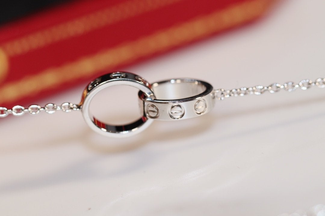 [CLOVER JEWELRY]LOVE NECKLACE PINK GOLD AND SILVER