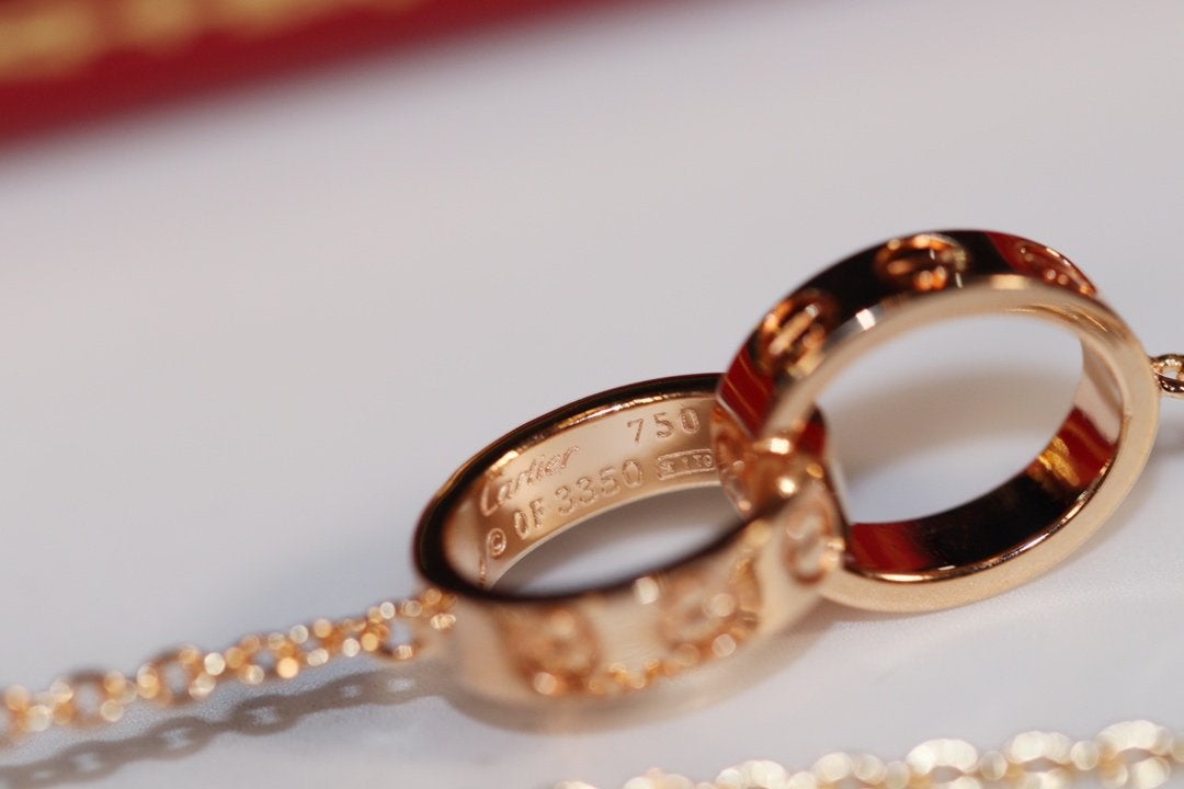 [CLOVER JEWELRY]LOVE NECKLACE PINK GOLD AND SILVER