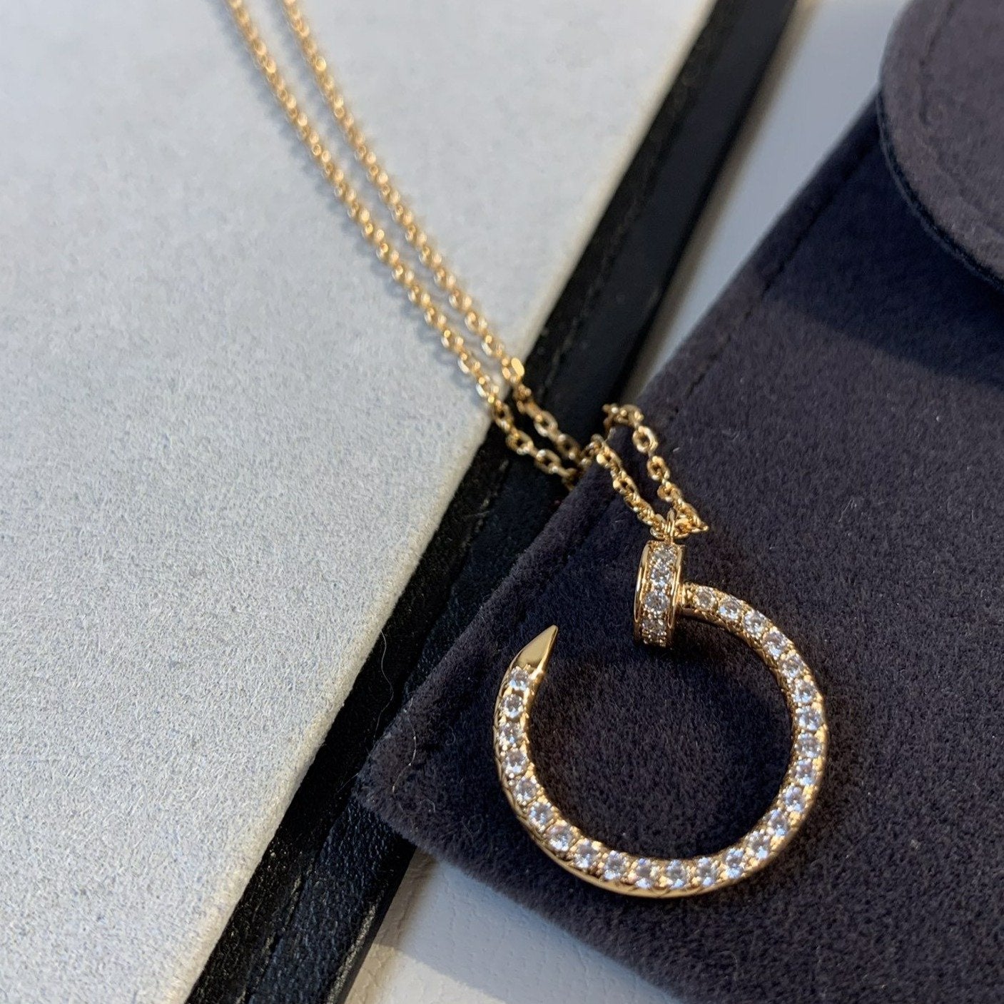 [CLOVER JEWELRY]JUSTE NECKLACE PINK GOLD DIAMONDS
