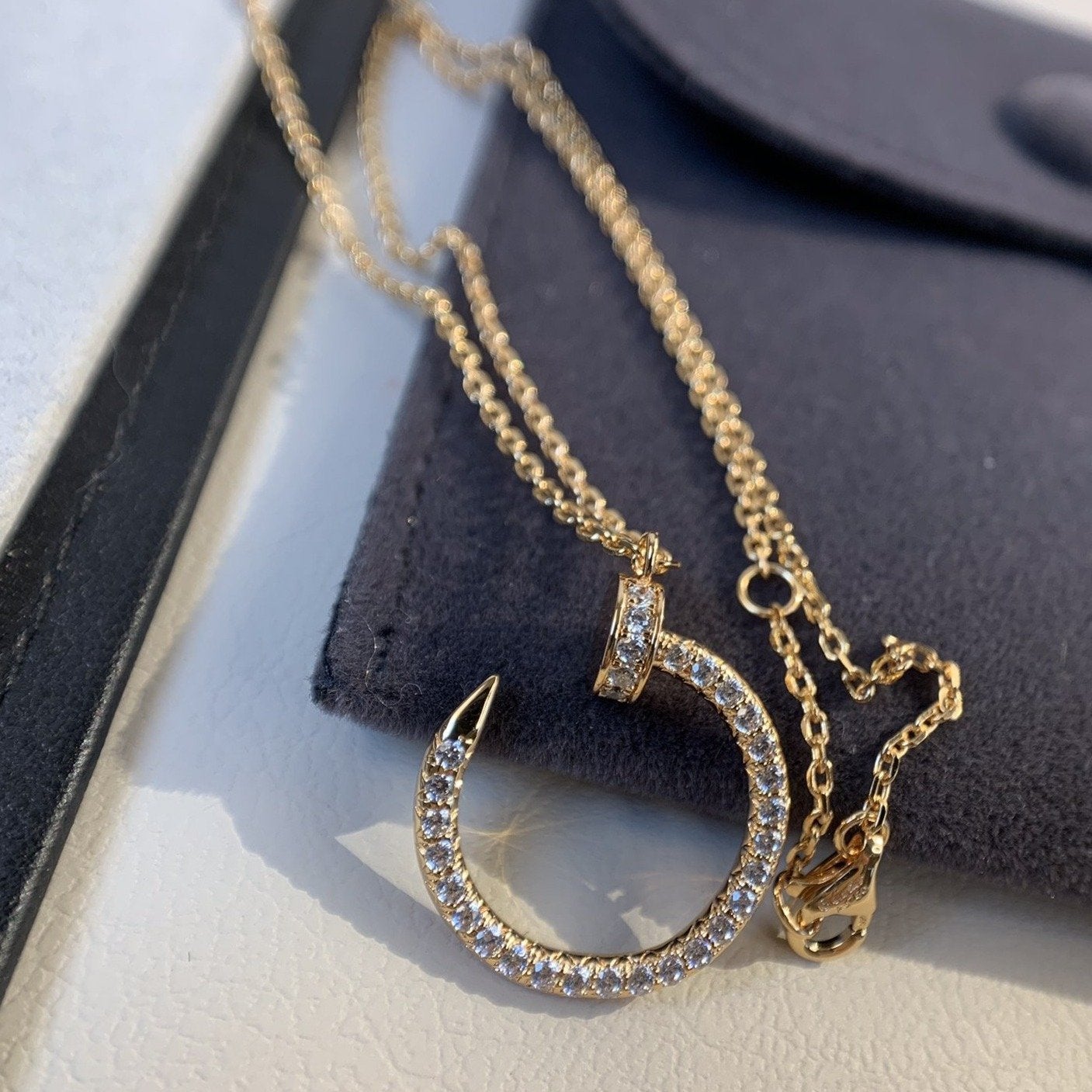 [CLOVER JEWELRY]JUSTE NECKLACE PINK GOLD DIAMONDS