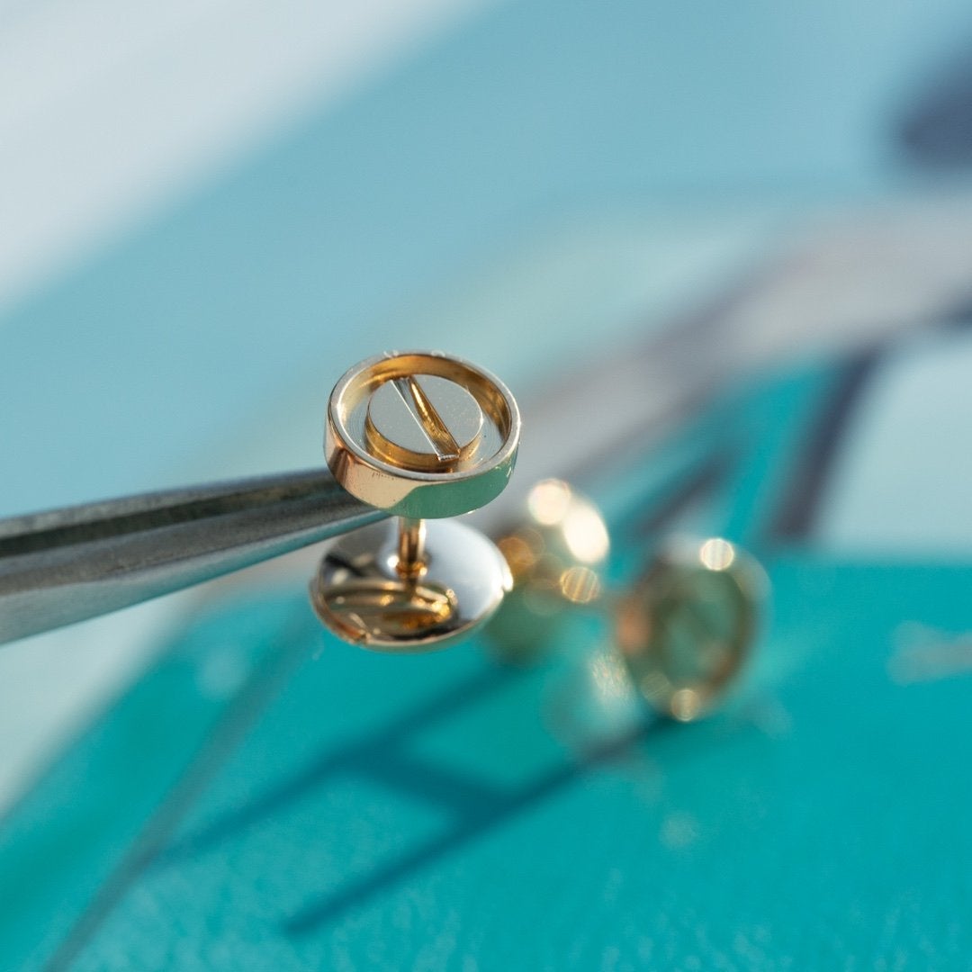 [CLOVER JEWELRY]LOVE EARRINGS PINK GOLD 10MM