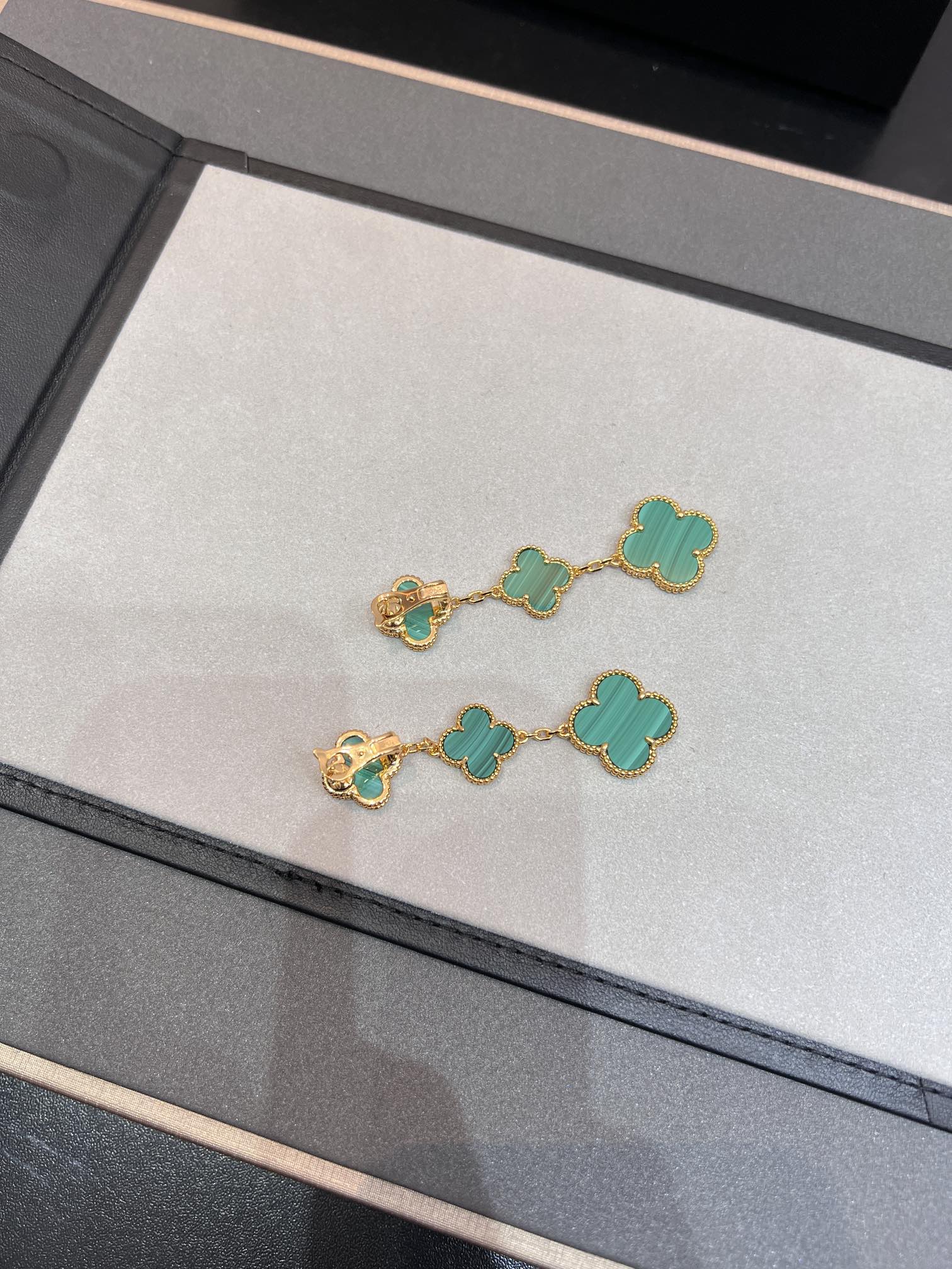 [Camiery]CLOVER MALACHITE 3 MOTIFS GOLD