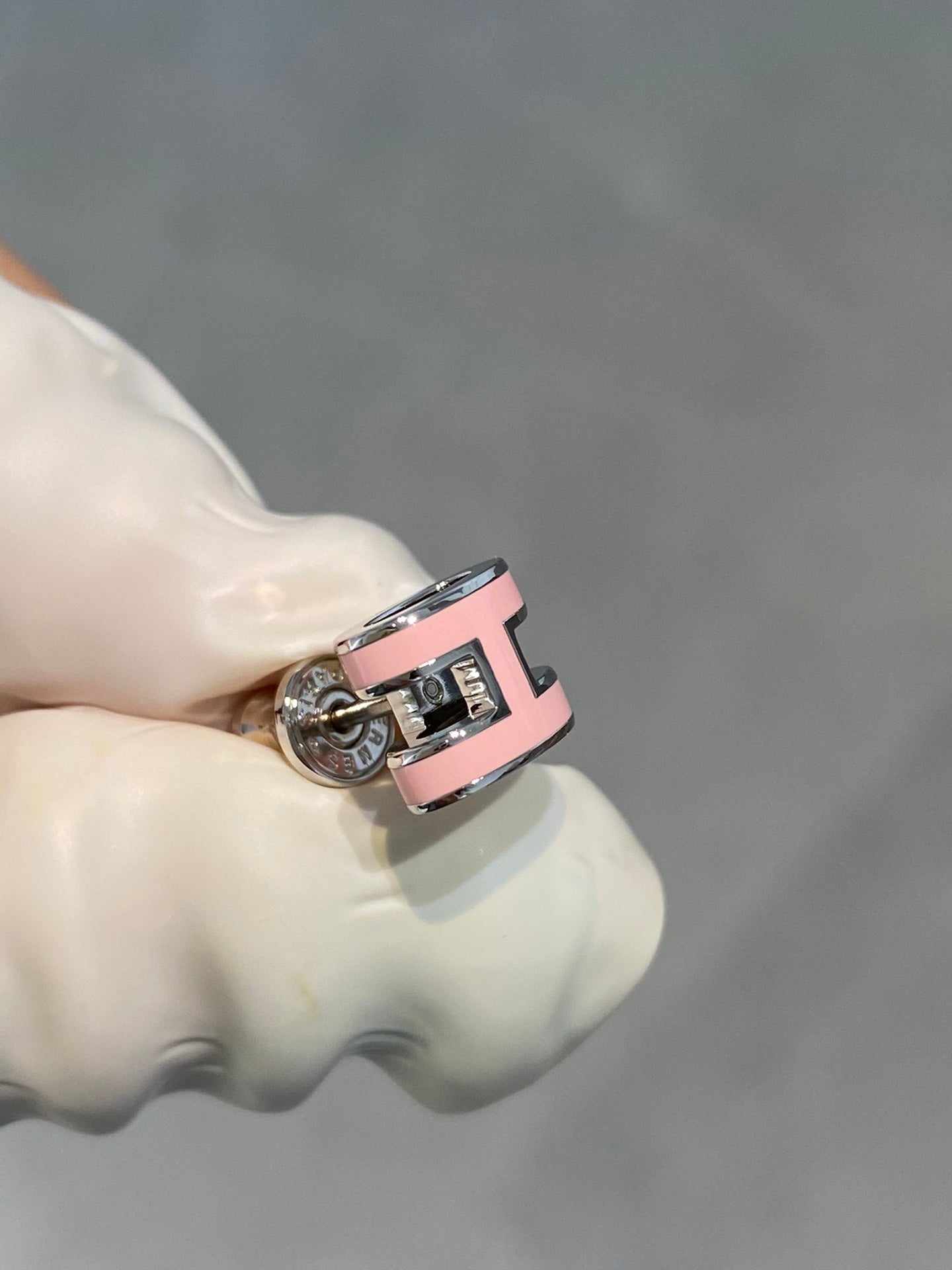 [CLOVER JEWELRY]MINI POP H SILVER EARRINGS PINK