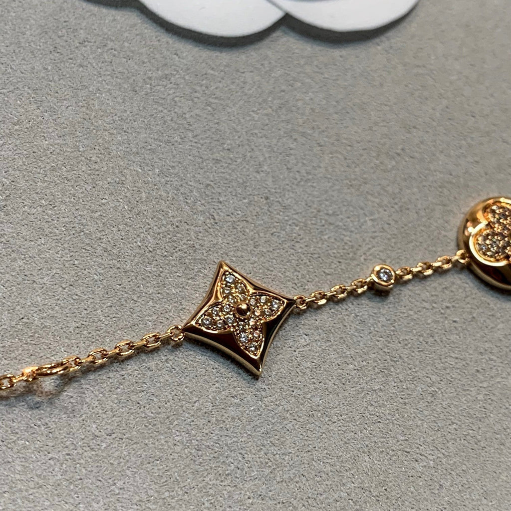 [CLOVER JEWELRY]STAR AND SUN 4 MOTIFS GOLD DIAMONDS BRACELET