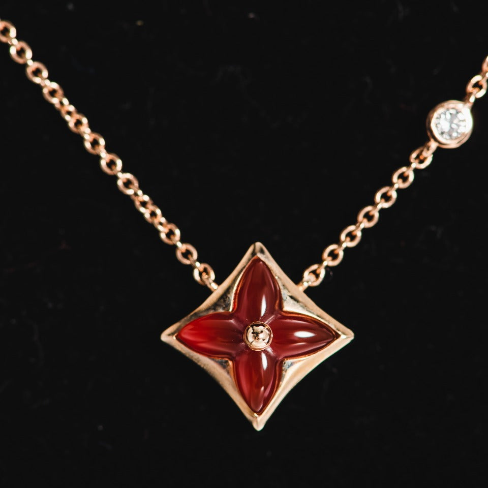 [CLOVER JEWELRY]STAR NECKLACE PINK GOLD 1 DIAMOND