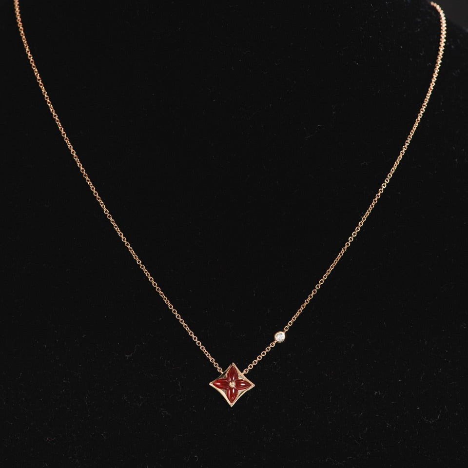 [CLOVER JEWELRY]STAR NECKLACE PINK GOLD 1 DIAMOND
