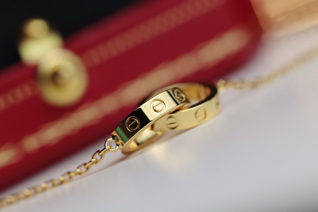 [CLOVER JEWELRY]LOVE NECKLACE DOUBLE RING GOLD