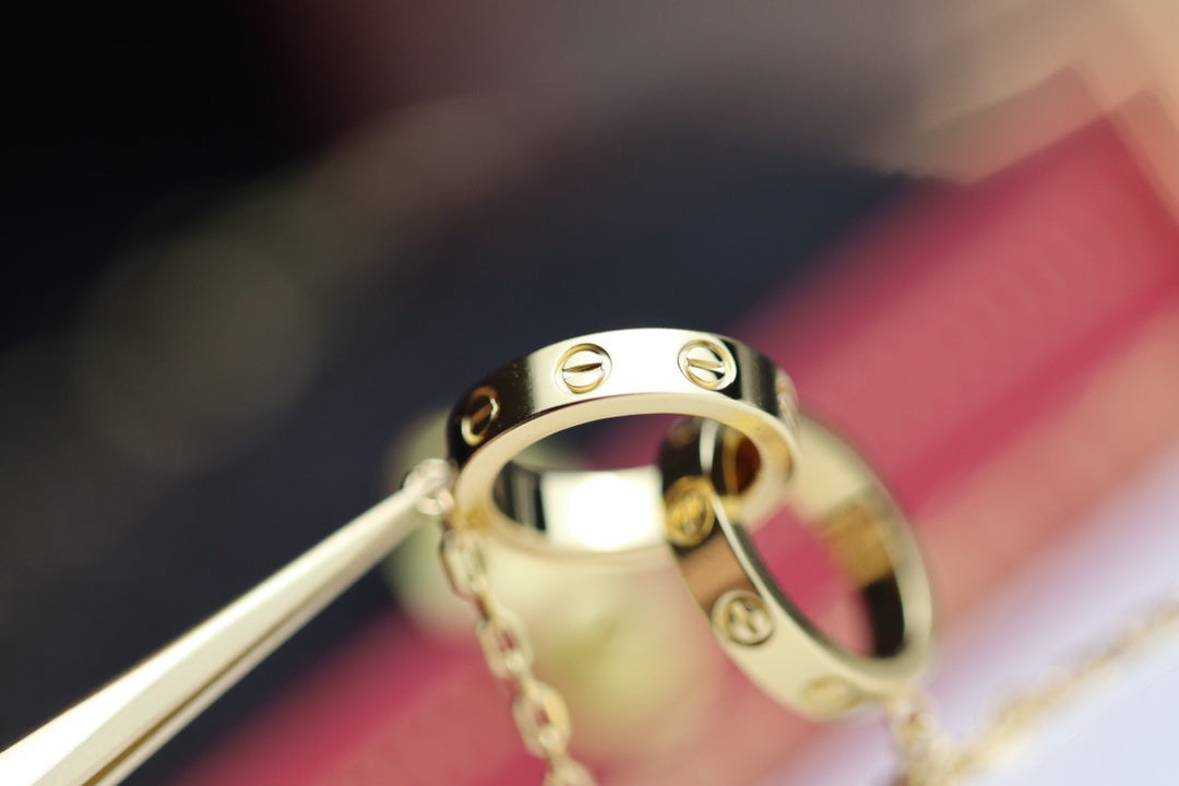 [CLOVER JEWELRY]LOVE NECKLACE DOUBLE RING GOLD