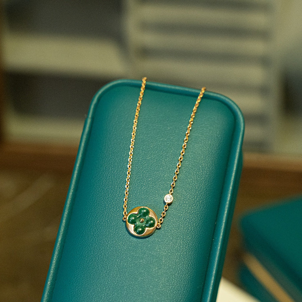 [CLOVER JEWELRY]SUN MALACHITE 1 DIAMOND PINK GOLD BRACELET