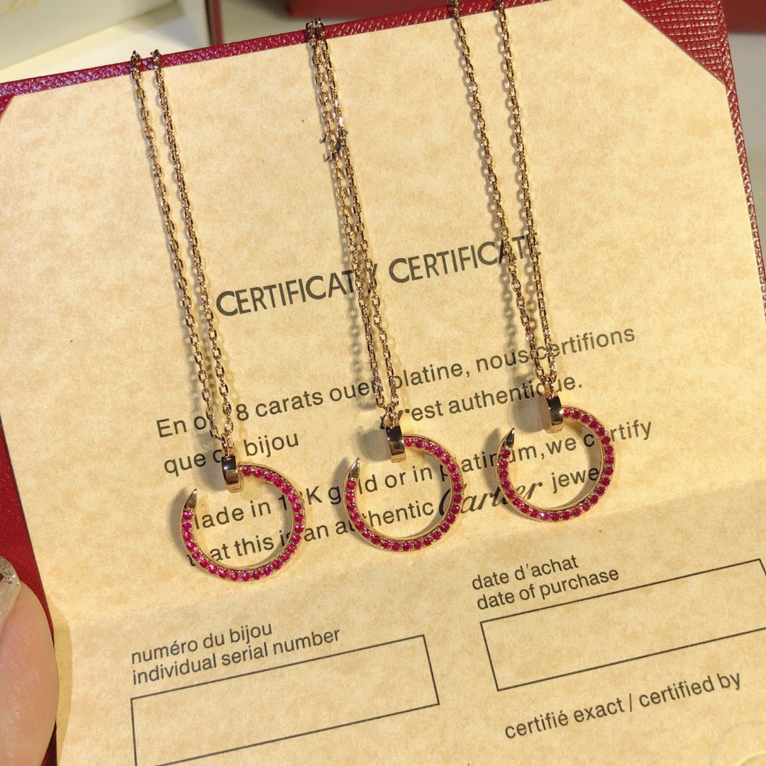 [CLOVER JEWELRY]JUSTE NECKLACE GOLD RED DIAMONDS