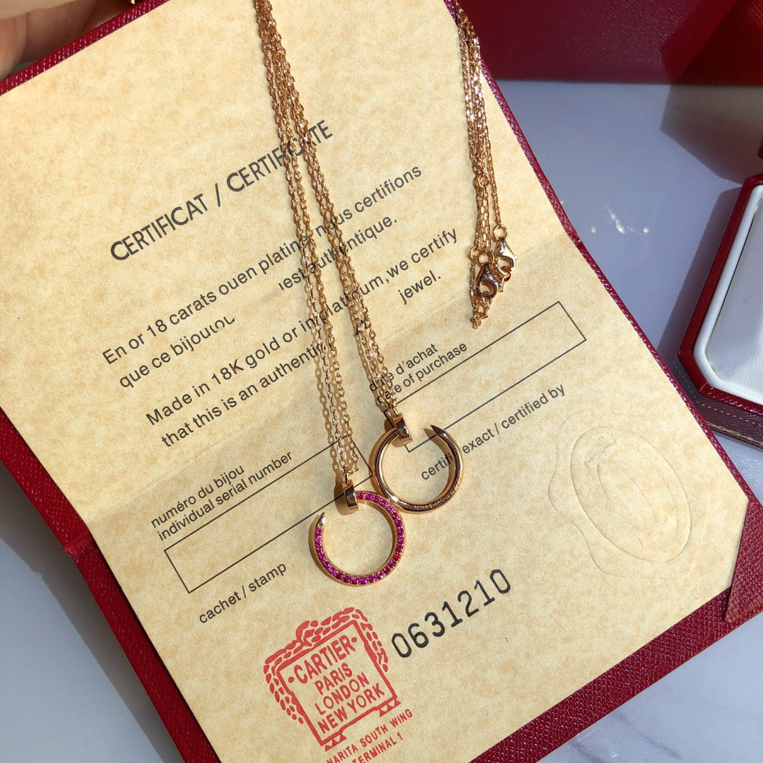 [CLOVER JEWELRY]JUSTE NECKLACE GOLD RED DIAMONDS