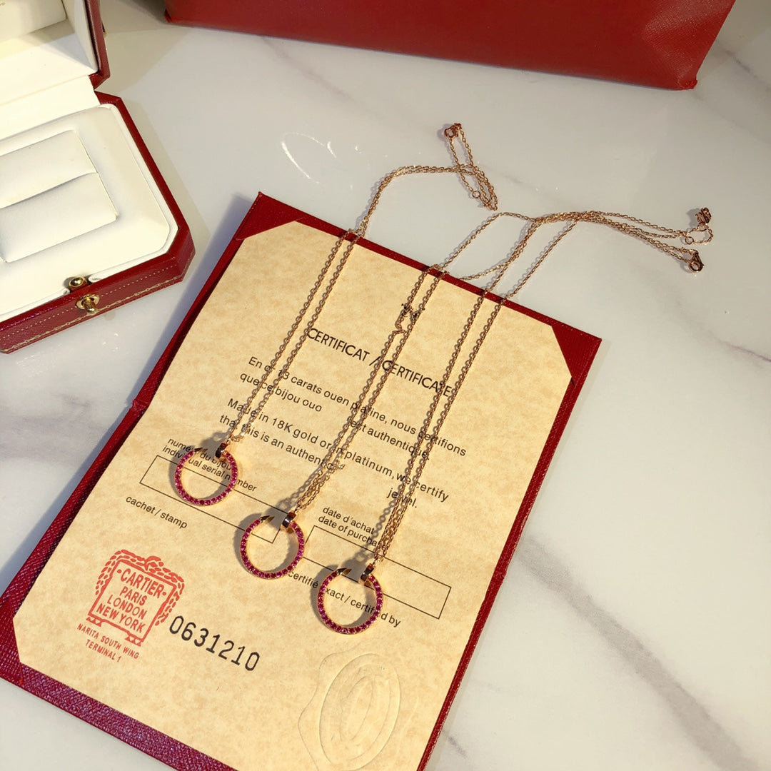 [CLOVER JEWELRY]JUSTE NECKLACE GOLD RED DIAMONDS