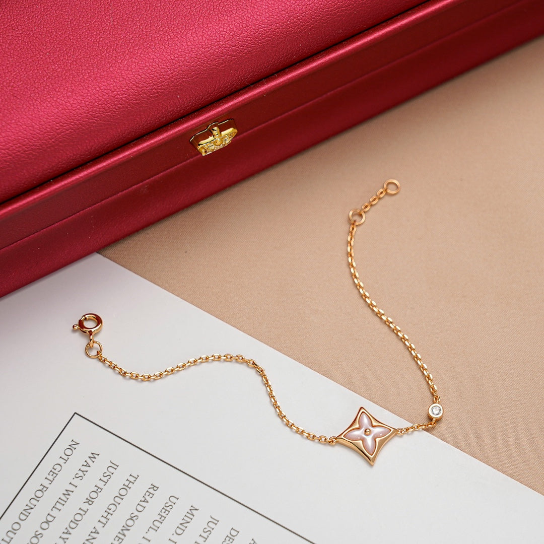 [CLOVER JEWELRY]STAR 1 DIAMOND PINK GOLD BRACELET