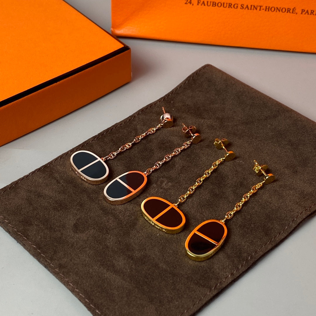 [CLOVER JEWELRY]CHAINE VERSO BLACK CERAMIC EARRINGS