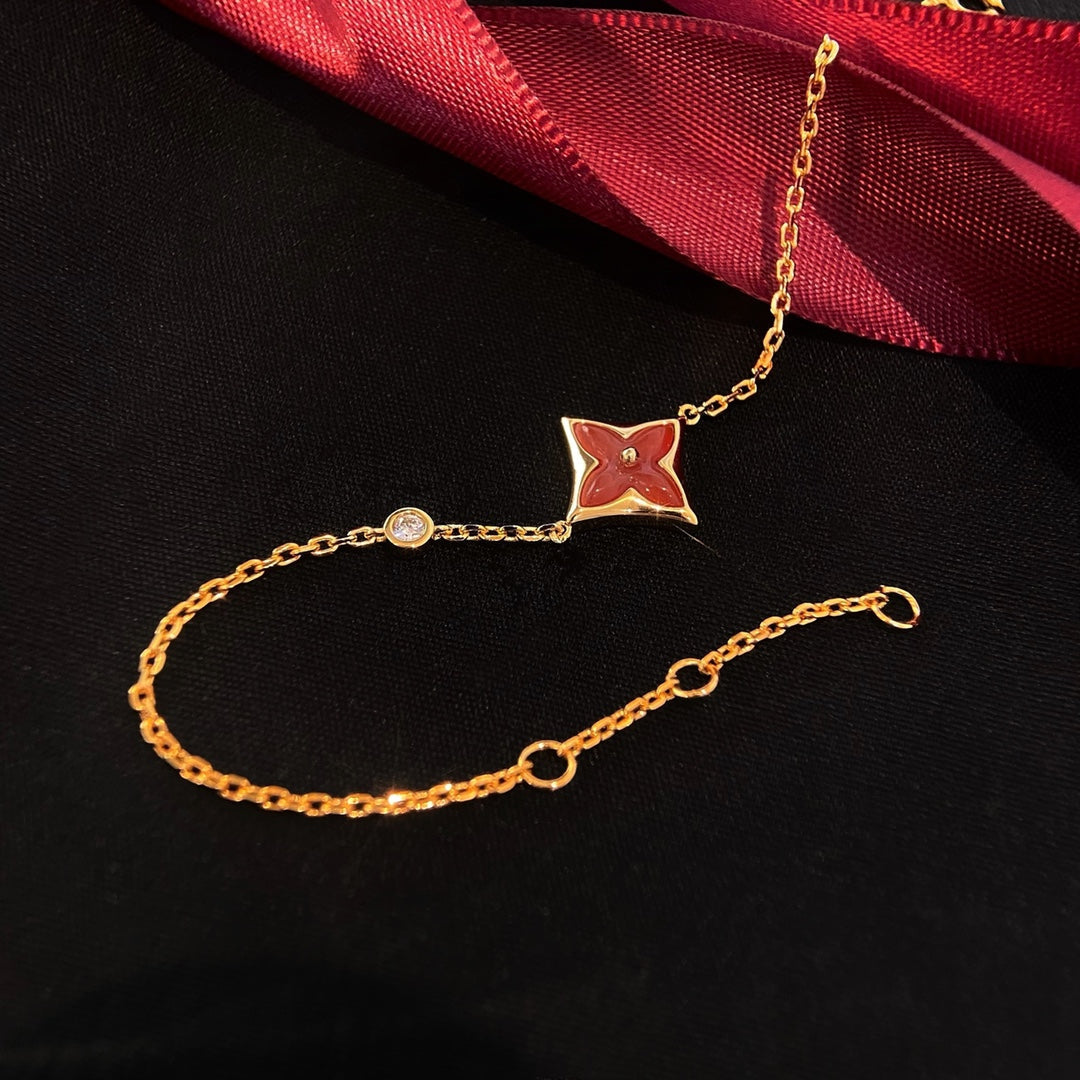 [CLOVER JEWELRY]COLOR STAR CARNELIAN PINK GOLD DIAMOND BRACELET