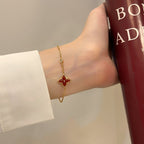 [CLOVER JEWELRY]COLOR STAR CARNELIAN PINK GOLD DIAMOND BRACELET