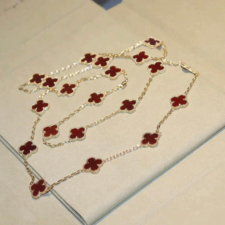 [Camiery]CLOVER 20 MOTIFS CARNELIAN NECKLACE