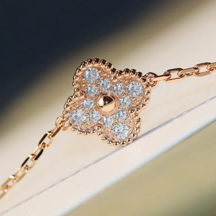 [Camiery]CLOVER 20 MOTIFS MALACHITE DIAMOND NECKLACE