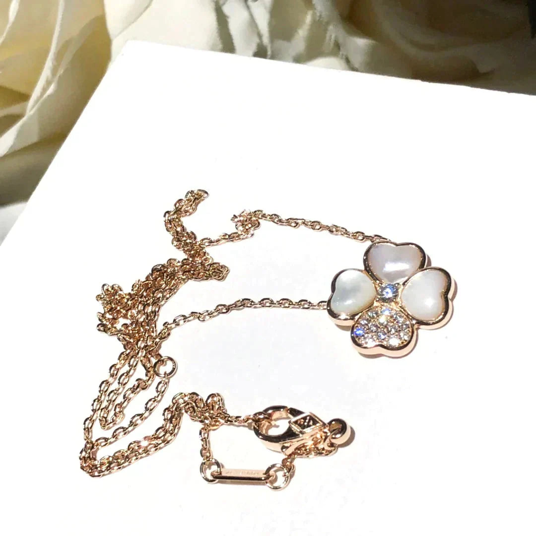[CLOVER JEWELRY]CLOVER MOP DIAMOND ROSE GOLD NECKLACE