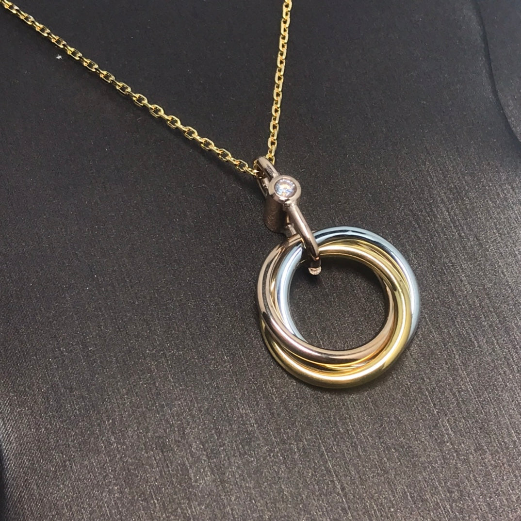 [CLOVER JEWELRY]TRINITY SILVER GOLD PINK GOLD NECKLACE