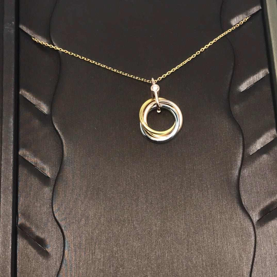 [CLOVER JEWELRY]TRINITY SILVER GOLD PINK GOLD NECKLACE