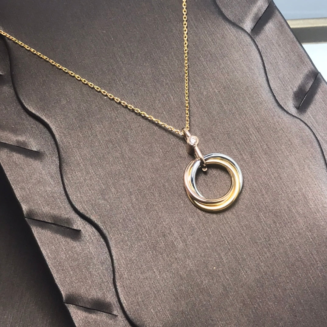 [CLOVER JEWELRY]TRINITY SILVER GOLD PINK GOLD NECKLACE