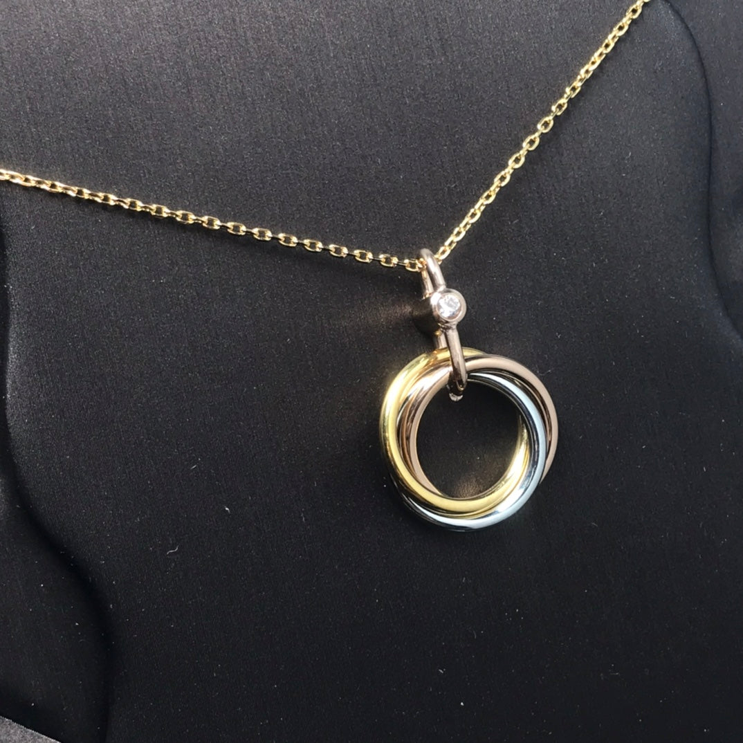 [CLOVER JEWELRY]TRINITY SILVER GOLD PINK GOLD NECKLACE