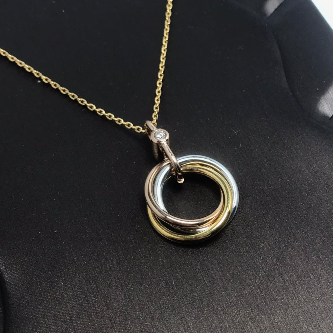 [CLOVER JEWELRY]TRINITY SILVER GOLD PINK GOLD NECKLACE