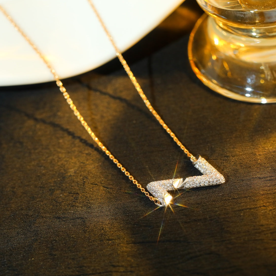 [CLOVER JEWELRY]VOLT SILVER DIAMOND PEDANT NECKLACE