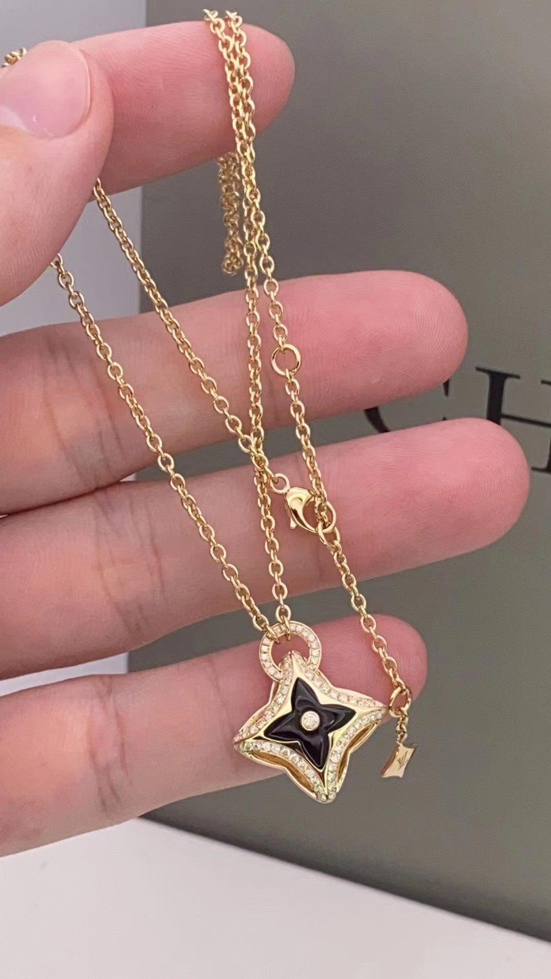 [CLOVER JEWELRY]STAR PEDANT PINK GOLD DIAMOND NECKLACE