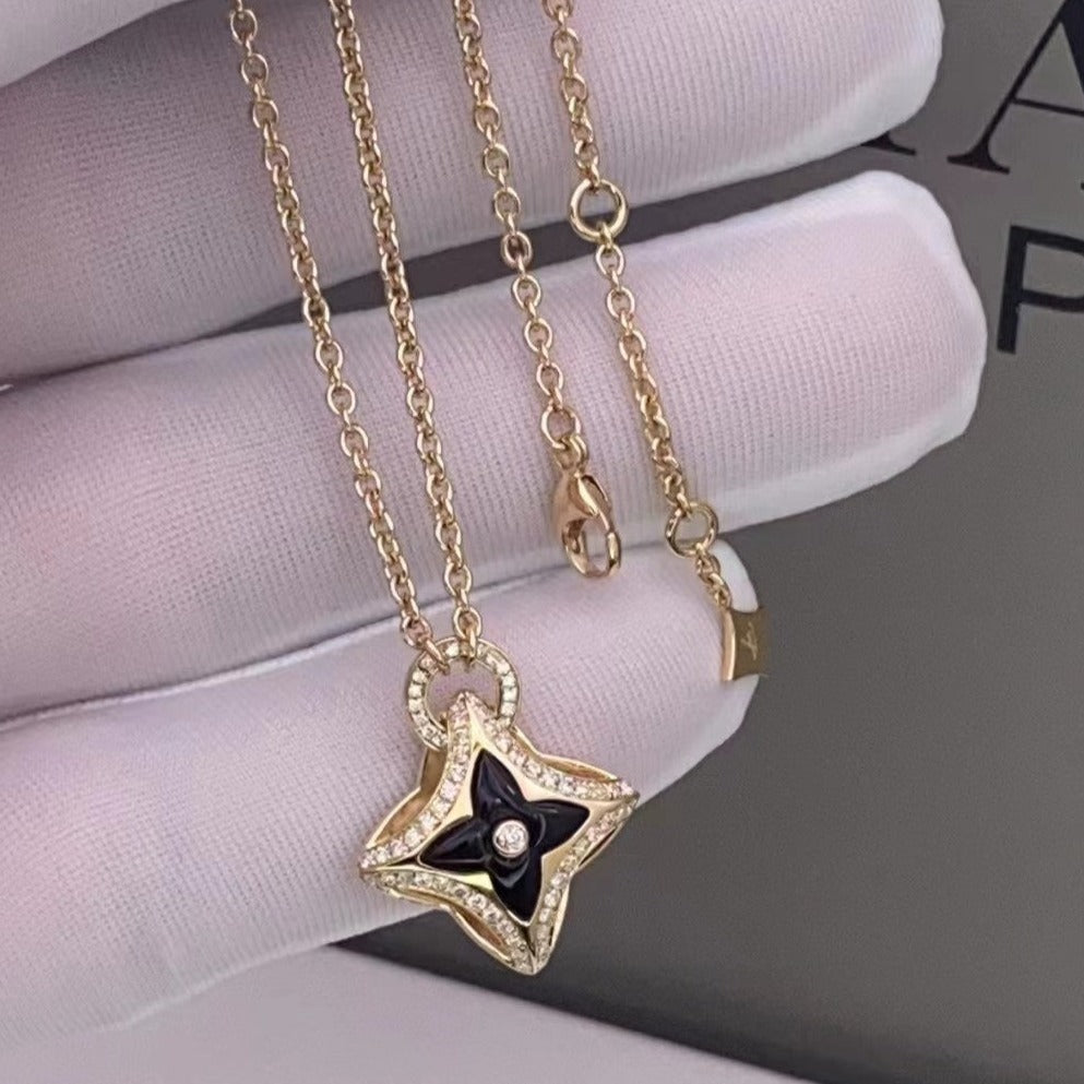 [CLOVER JEWELRY]STAR PEDANT PINK GOLD DIAMOND NECKLACE