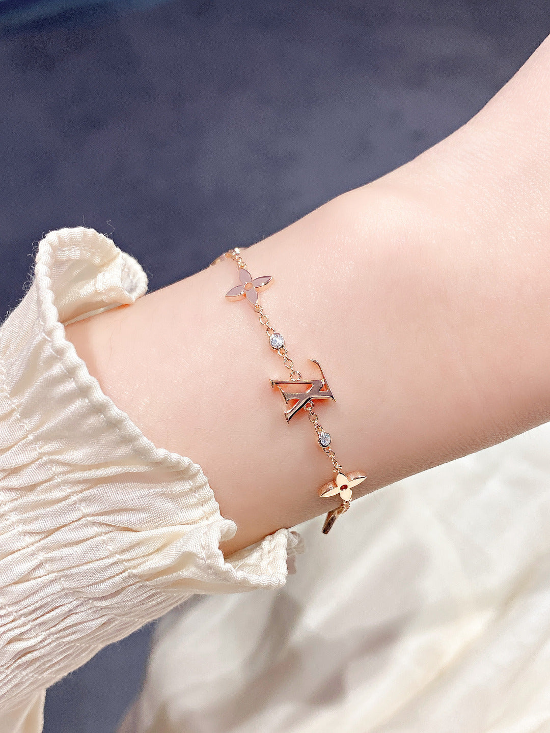 [CLOVER JEWELRY]STAR AND SUN 7 MOTIFS GOLD BRACELET