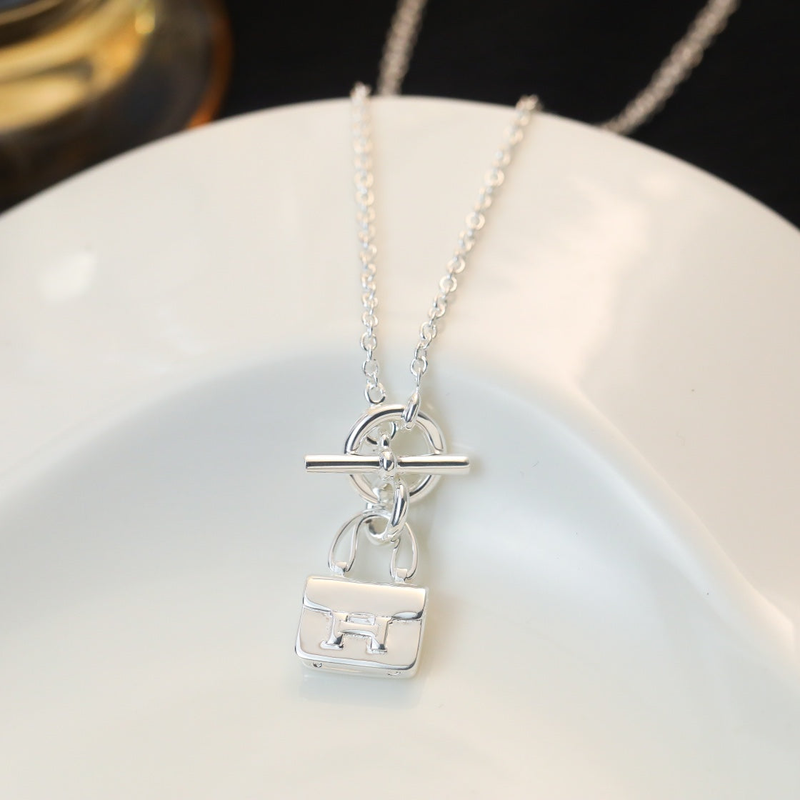 [CLOVER JEWELRY]POP H PEDANT SILVER NECKLACE