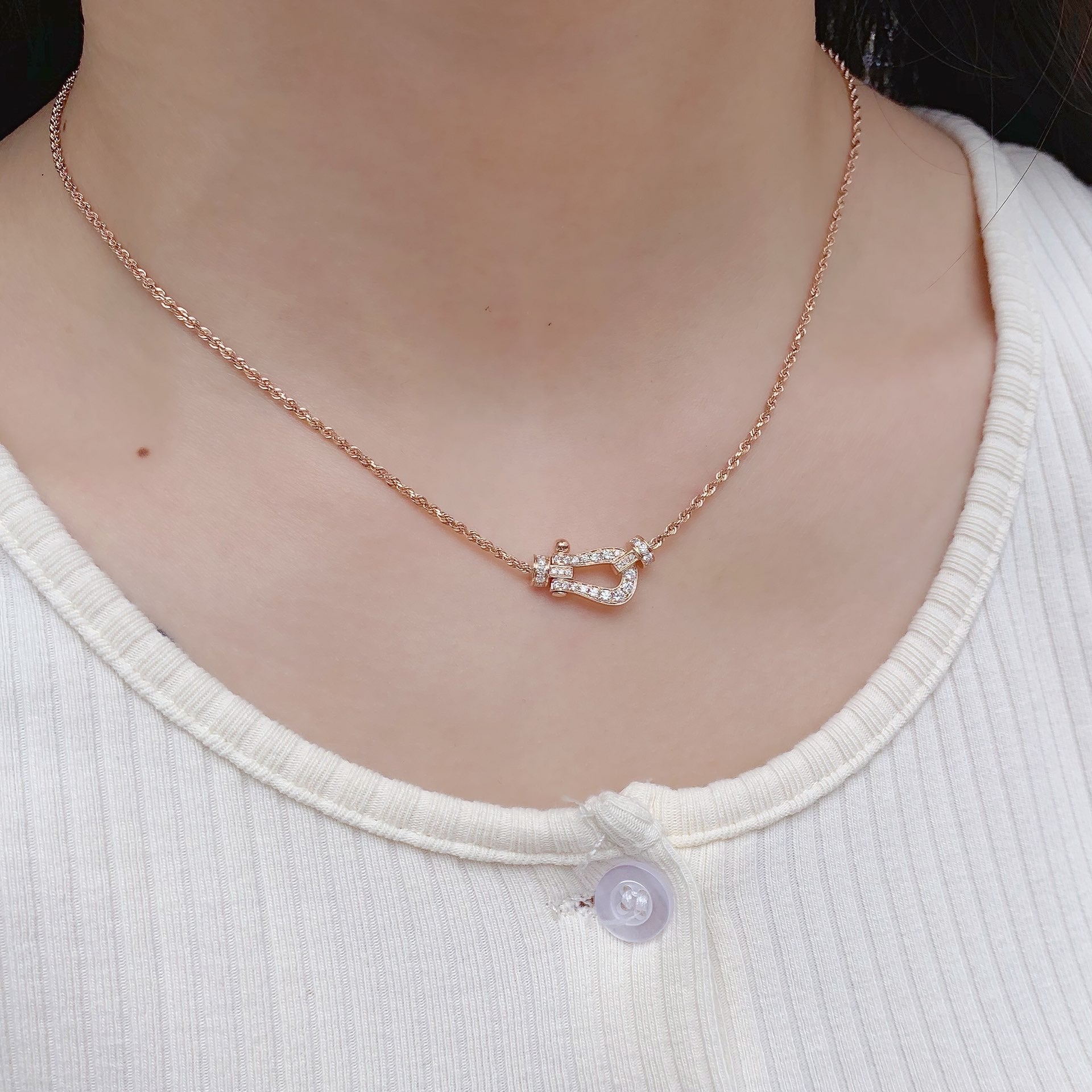 [CLOVER JEWELRY]FORCE 10 PINK GOLD DIAMOND NECKLACE