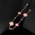 [CLOVER JEWELRY]STAR AND SUN 4 MOTIF PINK MOP PINK GOLD BRACELET