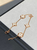 [CLOVER JEWELRY]STAR AND SUN 5 MOTIF MOP PINK GOLD BRACELET
