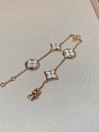 [CLOVER JEWELRY]STAR AND SUN 5 MOTIF MOP PINK GOLD BRACELET