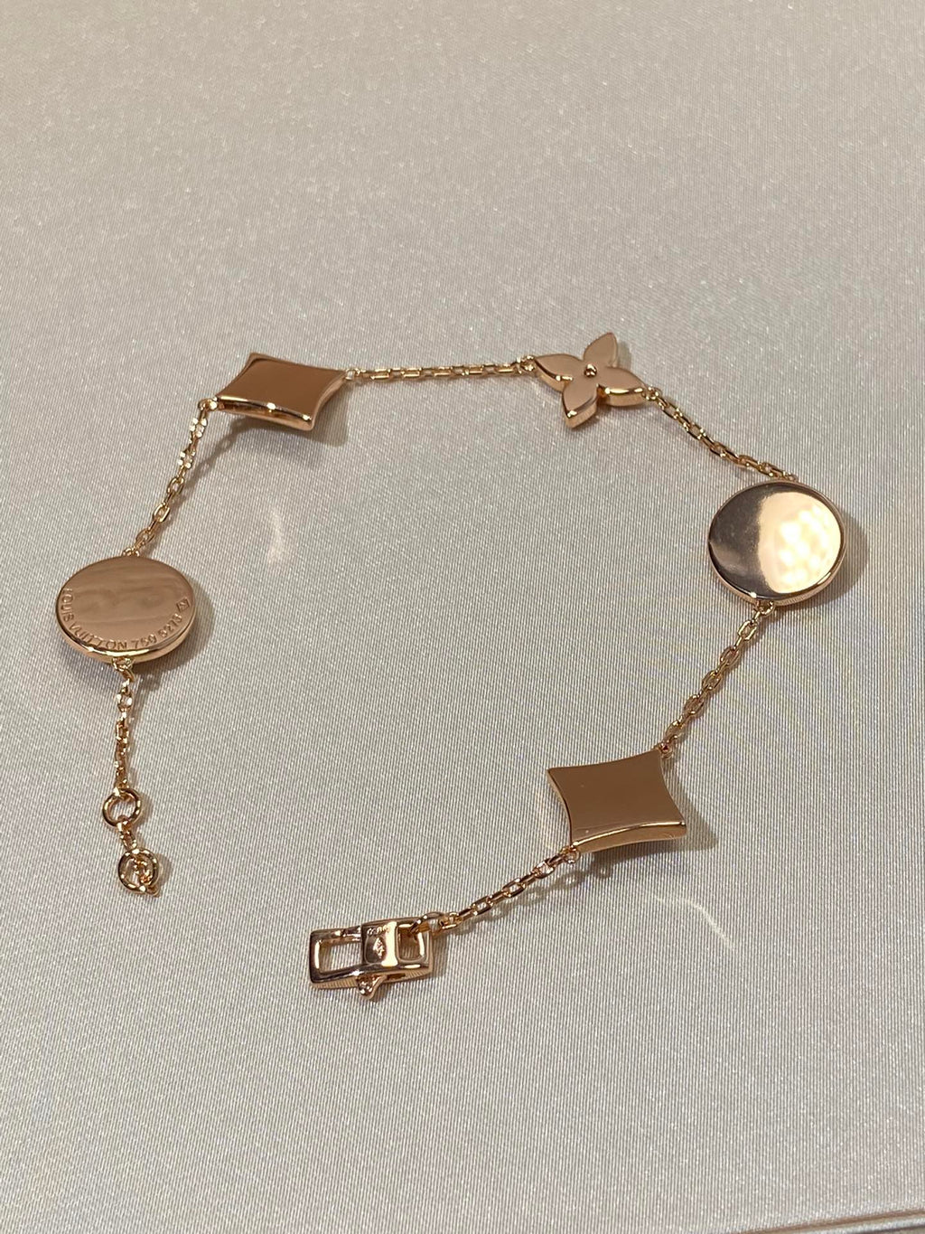 [CLOVER JEWELRY]STAR AND SUN 5 MOTIF MOP PINK GOLD BRACELET