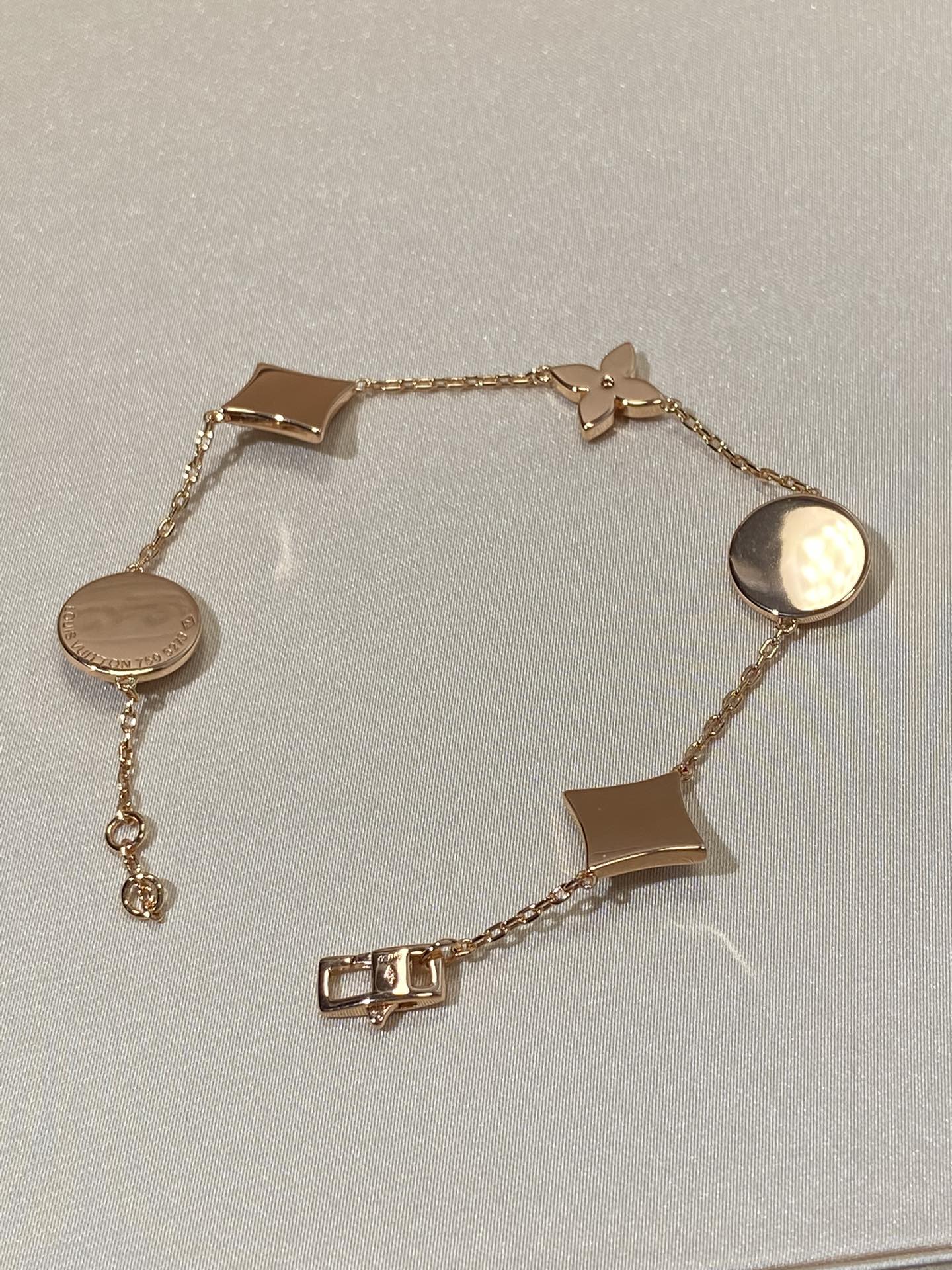 [CLOVER JEWELRY]STAR AND SUN 5 MOTIF MOP PINK GOLD BRACELET