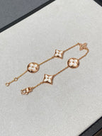 [CLOVER JEWELRY]STAR AND SUN 5 MOTIF MOP PINK GOLD BRACELET